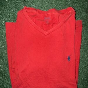 Polo by Ralph Lauren Red V-Neck Tee
